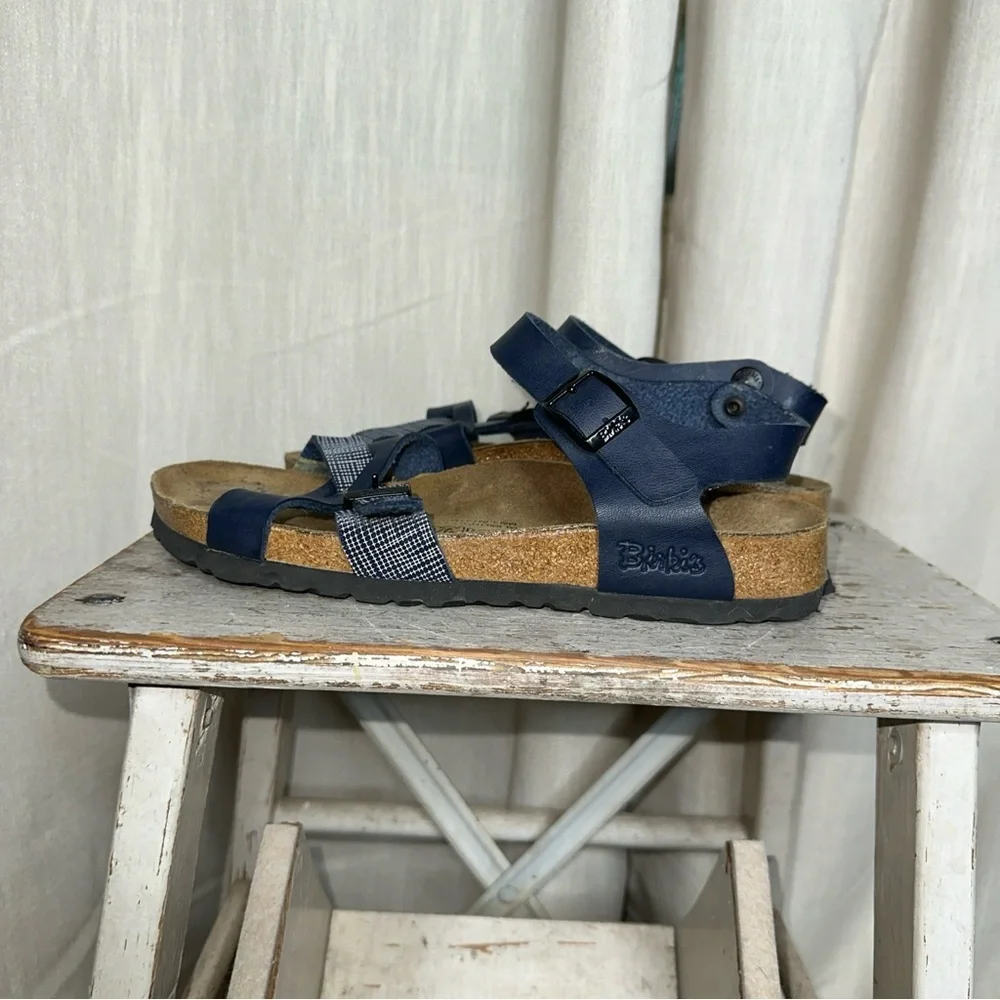 Birki's by Birkenstock Lillie Blue Plaid Strappy Buckle Sandals size US 8 EU 39 - Picture 2 of 6